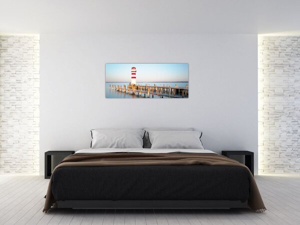 Slika svjetionika u zoru (120x50 cm)