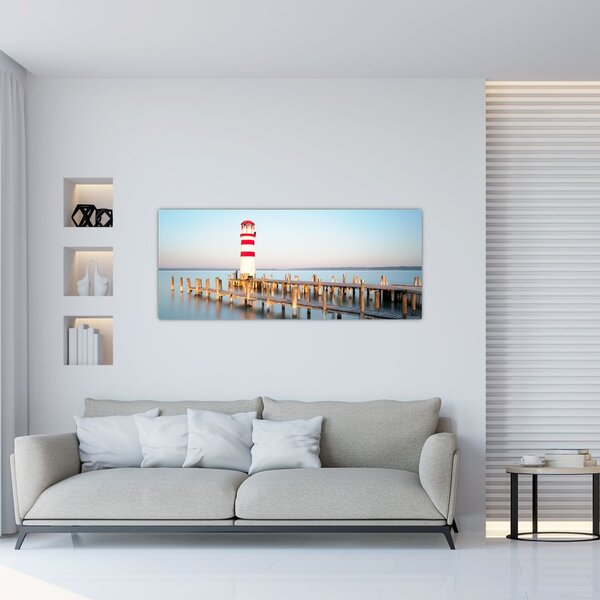 Slika svjetionika u zoru (120x50 cm)