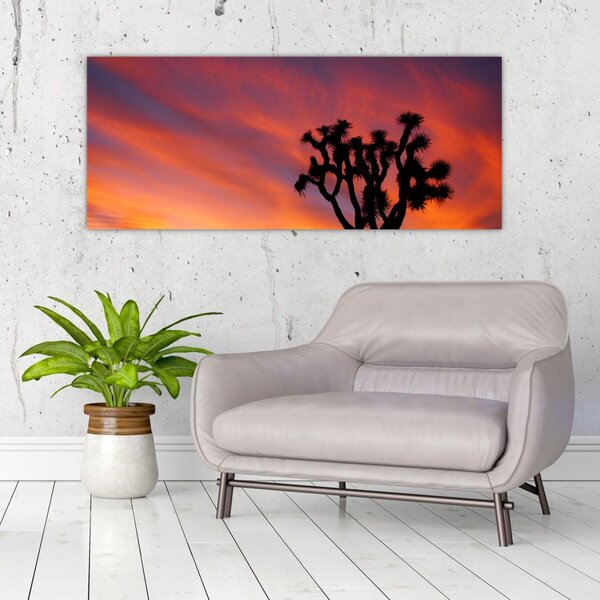 Slika zalaska sunca nad siluetom stabla (120x50 cm)