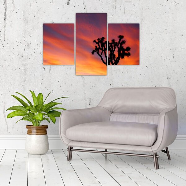 Slika zalaska sunca nad siluetom stabla (90x60 cm)