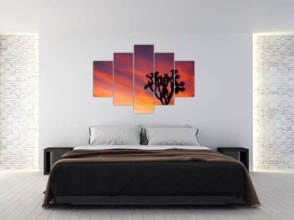Slika zalaska sunca nad siluetom stabla (150x105 cm)