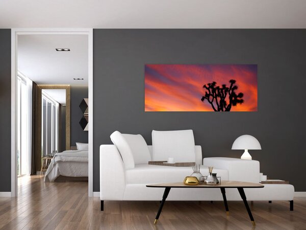 Slika zalaska sunca nad siluetom stabla (120x50 cm)