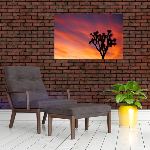 Slika zalaska sunca nad siluetom stabla (90x60 cm)
