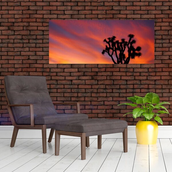 Slika zalaska sunca nad siluetom stabla (120x50 cm)