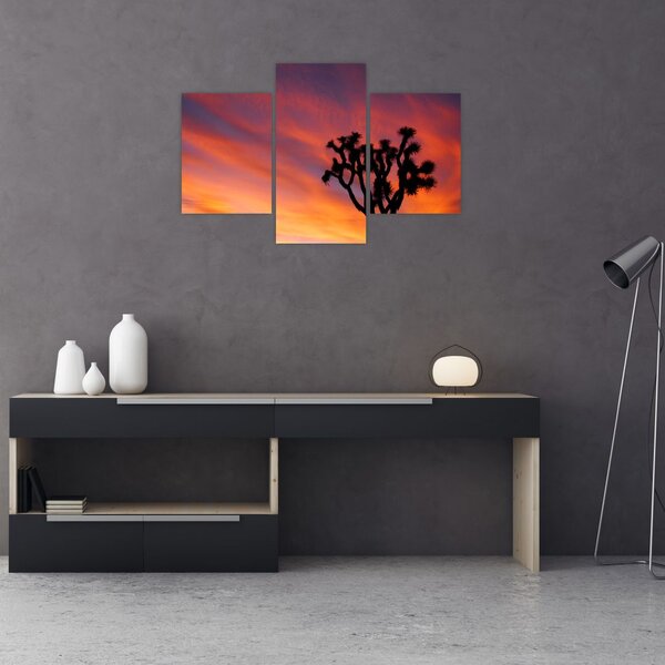 Slika zalaska sunca nad siluetom stabla (90x60 cm)