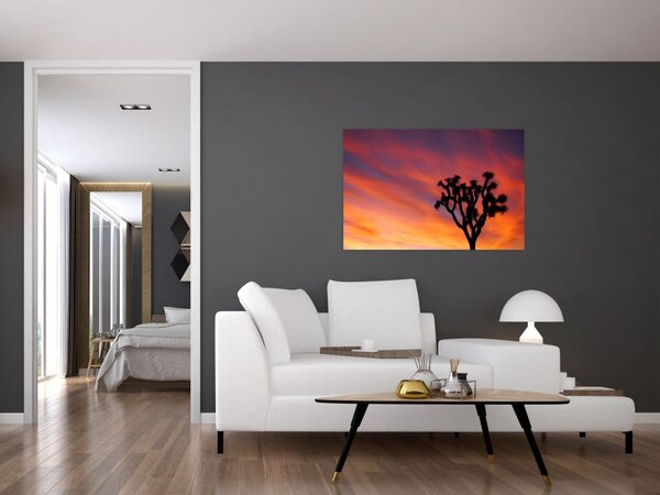 Slika zalaska sunca nad siluetom stabla (90x60 cm)