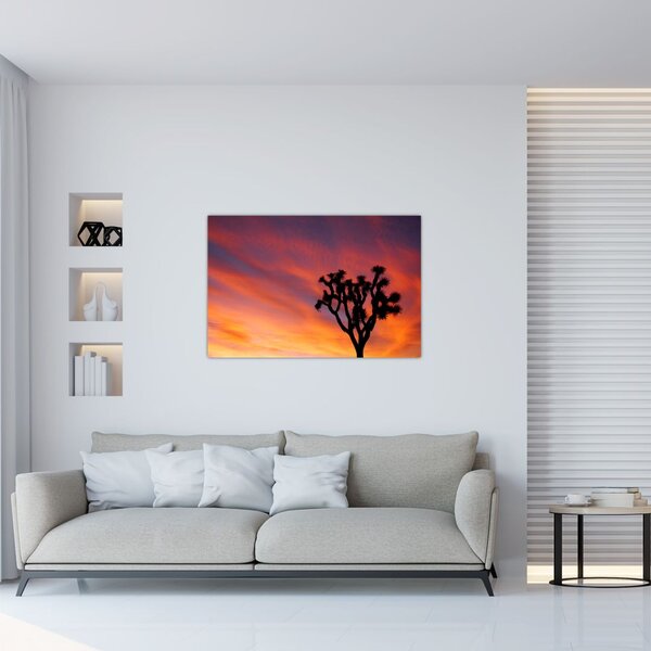 Slika zalaska sunca nad siluetom stabla (90x60 cm)