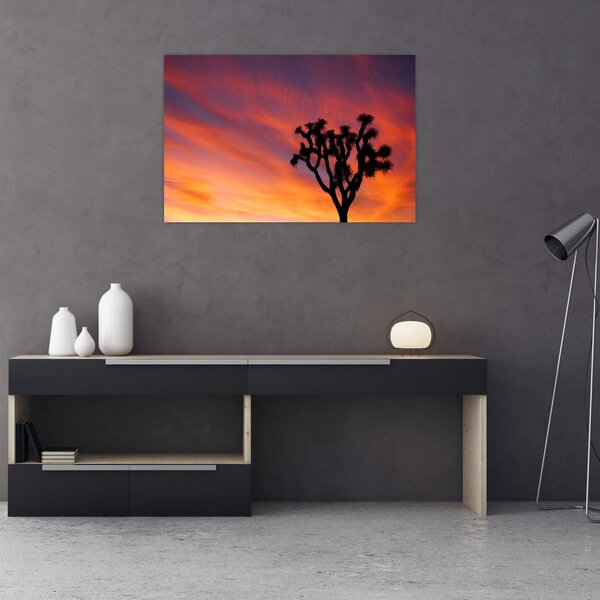 Slika zalaska sunca nad siluetom stabla (90x60 cm)