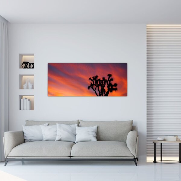 Slika zalaska sunca nad siluetom stabla (120x50 cm)