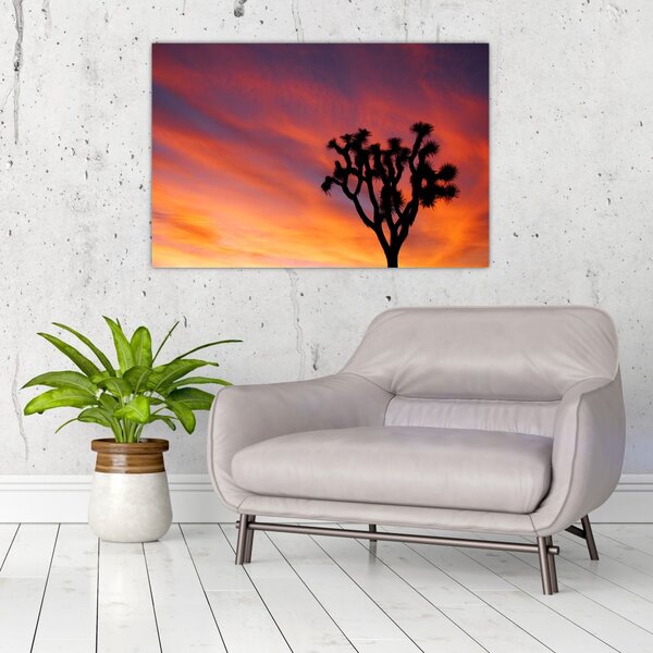 Slika zalaska sunca nad siluetom stabla (90x60 cm)