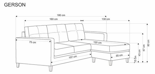 Zondo.hr Sofa s tabureom Gerdon (siva). 1092527