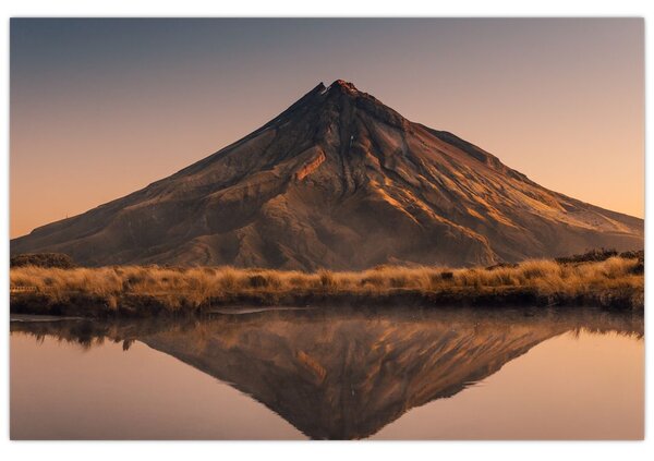 Slika odsjaj planine Taranaki, Novi Zeland (90x60 cm)