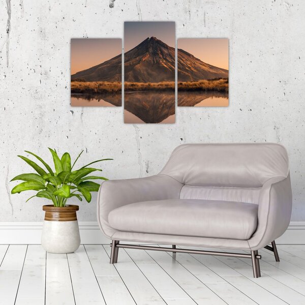 Slika odsjaj planine Taranaki, Novi Zeland (90x60 cm)