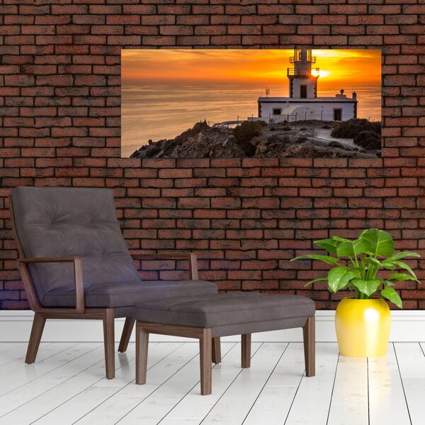 Slika svjetionika pri zalasku sunca (120x50 cm)