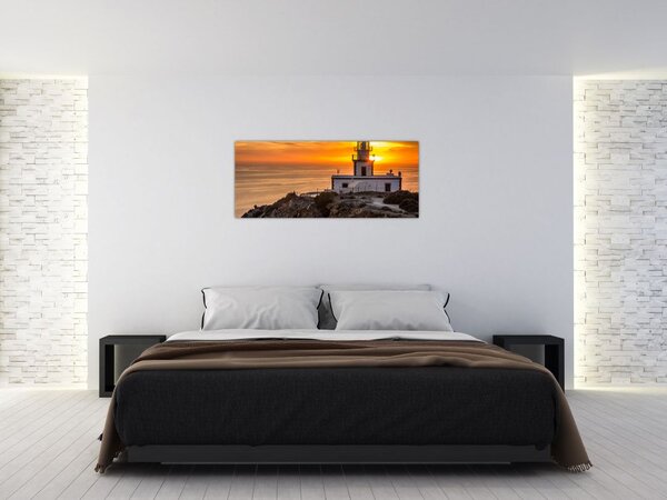 Slika svjetionika pri zalasku sunca (120x50 cm)
