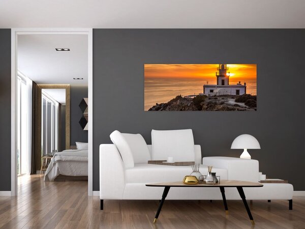 Slika svjetionika pri zalasku sunca (120x50 cm)