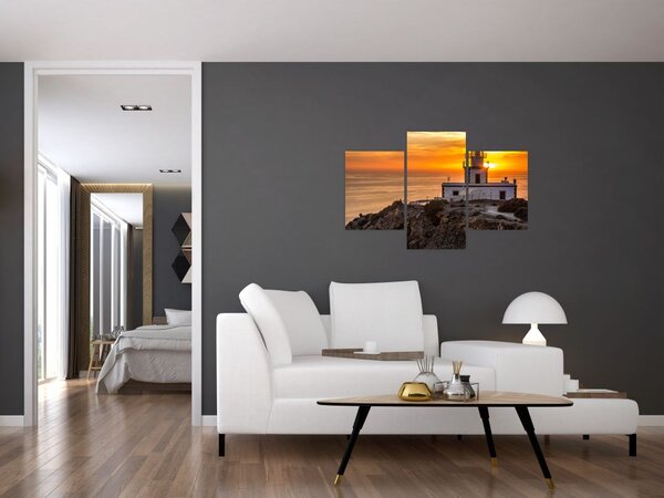 Slika svjetionika pri zalasku sunca (90x60 cm)