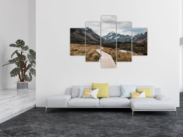 Slika - Šetnica u dolini planine Mt. Cook (150x105 cm)