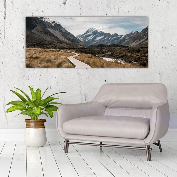 Slika - Šetnica u dolini planine Mt. Cook (120x50 cm)