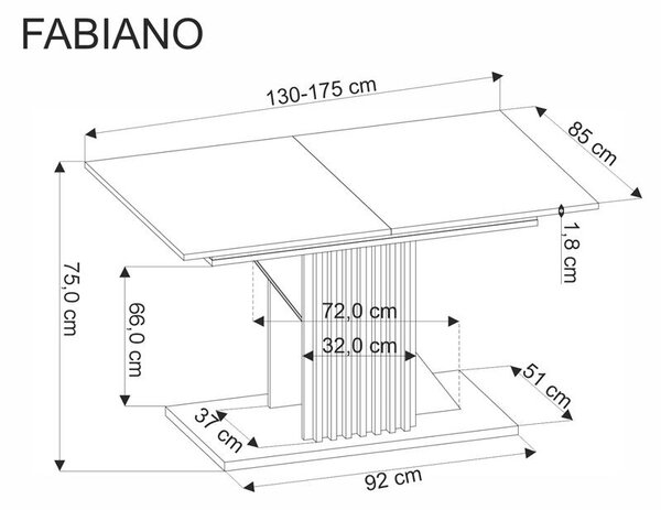 Blagovaonski stol Fabiano (hrast wotan + crna) (za 4 do 6 osoba)