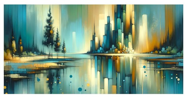 Slika moderna panorama s jezerom