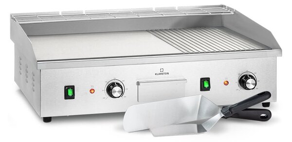 Klarstein Grillmeile 4400, električni roštilj, Plancha, 2x2200W, ploča za roštilj od nehrđajućeg čelika