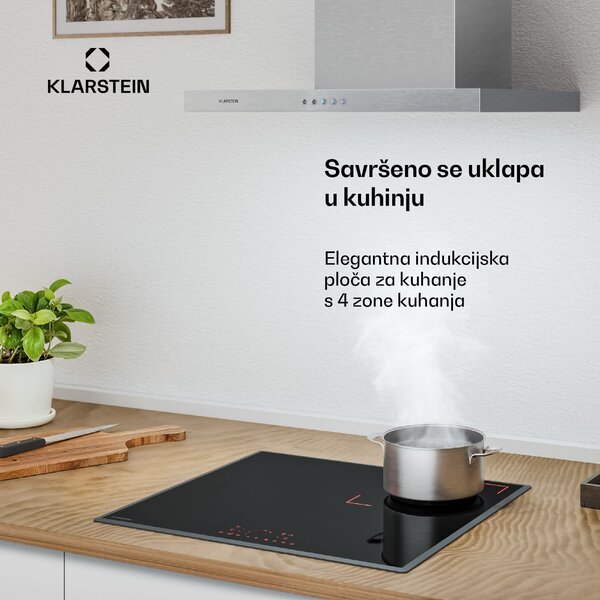 Klarstein Indukcijska ploča za kuhanje RedFlame | Moderna, elegantna i snažna | 4 zone za kuhanje | 7000 W | 60 cm