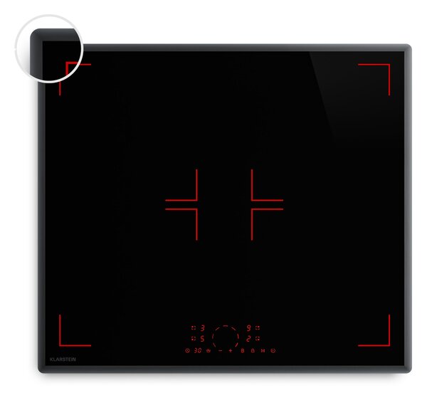 Klarstein Indukcijska ploča za kuhanje RedFlame | Moderna, elegantna i snažna | 4 zone za kuhanje | 7000 W | 60 cm