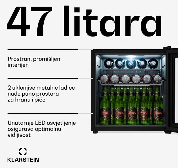 Klarstein Hladnjak za pića Beersafe s vratima od zrcalnog stakla | 44 x 48 cm | Unutarnje LED osvjetljenje