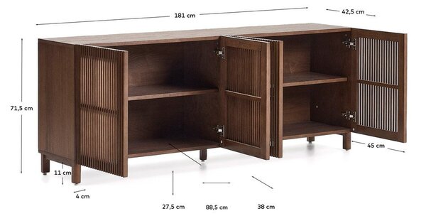 Tamno smeđa komoda u dekoru oraha 181x71,5x42,5 cm Beyla – Kave Home