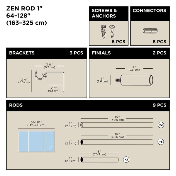 Željezna proširiva karniša 163 - 325 cm Zen – Umbra
