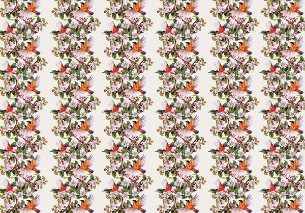 Foto tapeta - Ptice i cvijeće (152,5x104 cm)