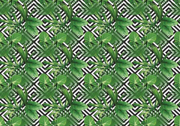 Foto tapeta - Geometrija i lišće (152,5x104 cm)