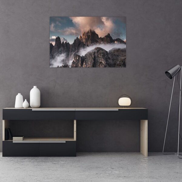 Slika - Talijanski Dolomiti skriveni u magli (90x60 cm)
