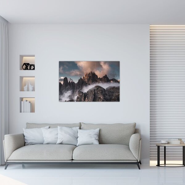 Slika - Talijanski Dolomiti skriveni u magli (90x60 cm)