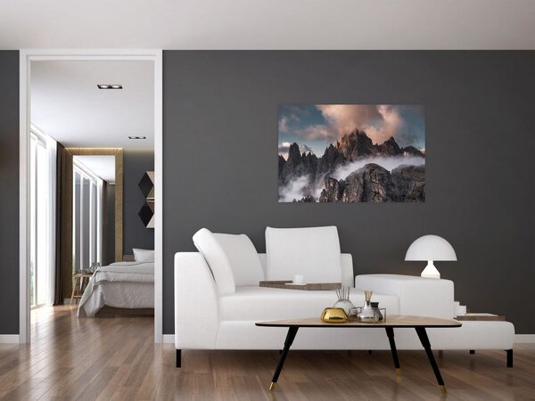 Slika - Talijanski Dolomiti skriveni u magli (90x60 cm)