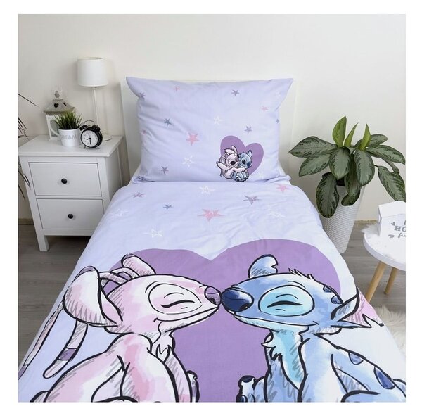 Pamučna dječja posteljina za krevet za jednu osobu 140x200 cm Lilo and Stitch "Heart" – Jerry Fabrics