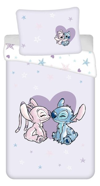 Pamučna dječja posteljina za krevet za jednu osobu 140x200 cm Lilo and Stitch "Heart" – Jerry Fabrics