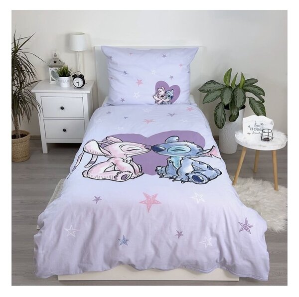Pamučna dječja posteljina za krevet za jednu osobu 140x200 cm Lilo and Stitch "Heart" – Jerry Fabrics