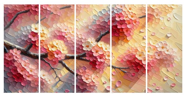 5-dijelna slika procvjetale proljetne grane