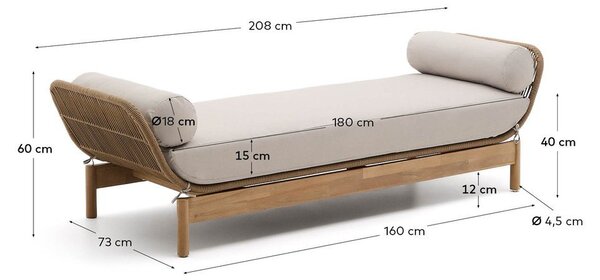 Vrtna sofa od masivnog bagrema u prirodnoj boji Catalina – Kave Home