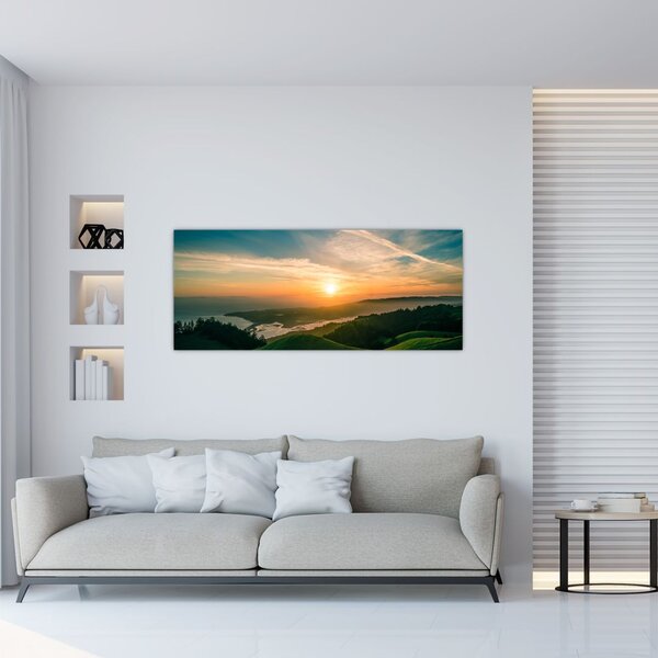 Slika izlaska sunca nad morem (120x50 cm)