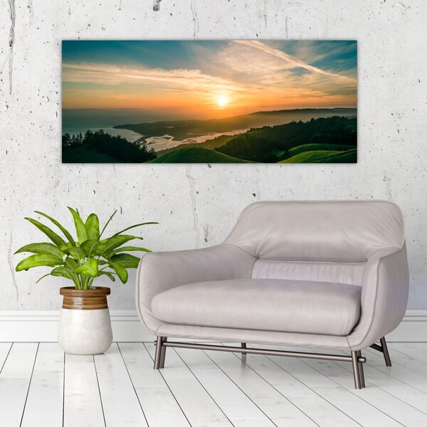 Slika izlaska sunca nad morem (120x50 cm)