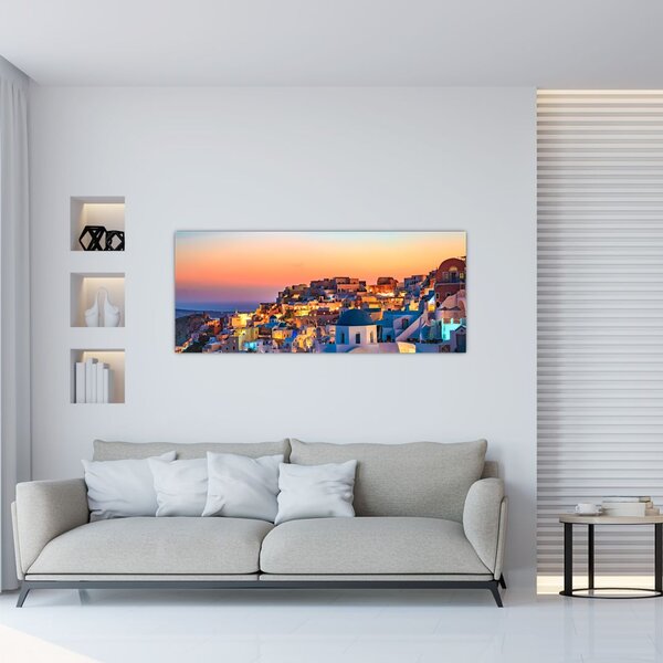 Slika - Santorini u sumrak (120x50 cm)