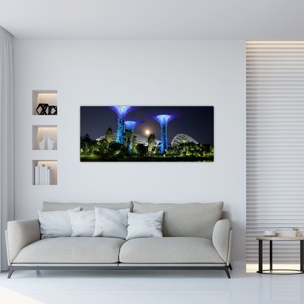 Slika punog mjeseca u singapurskim vrtovima (120x50 cm)