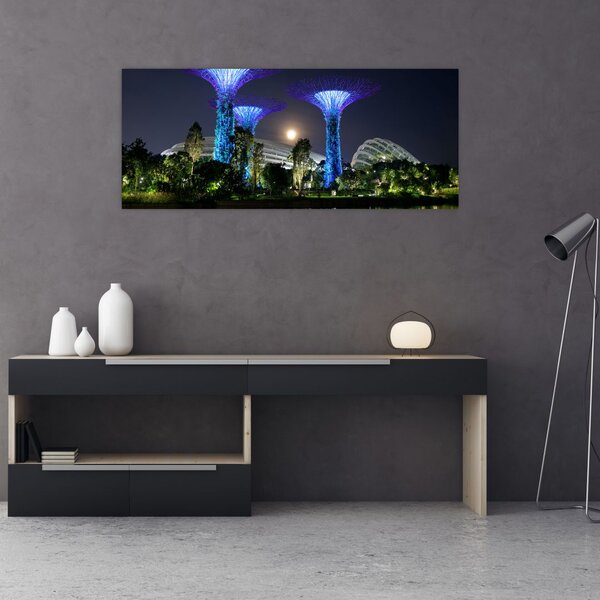 Slika punog mjeseca u singapurskim vrtovima (120x50 cm)