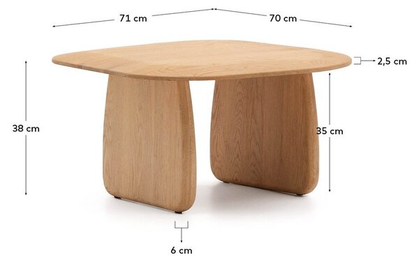 Pomoćni stol od punog hrasta 70x71 cm Pirita – Kave Home