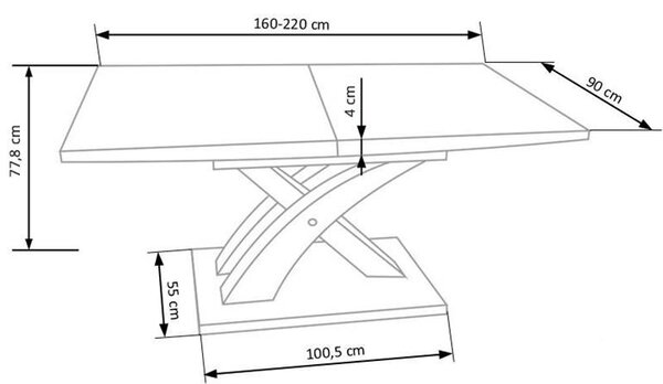 Blagovaonski stol Shenna 2 (crna + bijela) (za 6 do 8 osoba)