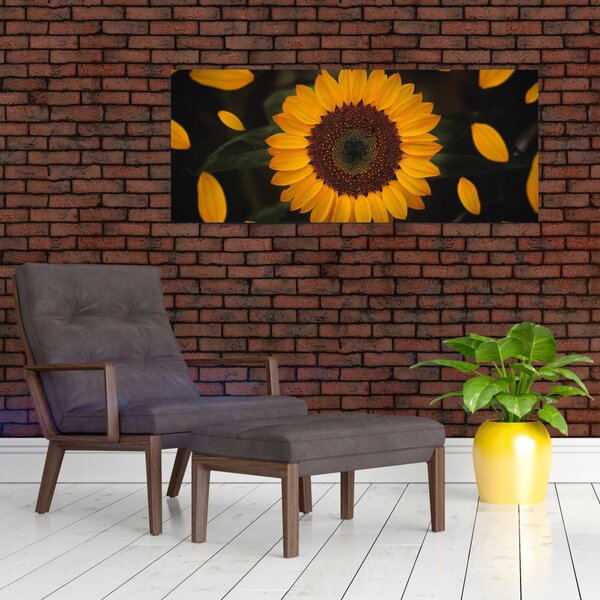 Slika - Suncokreti i latice cvijeta (120x50 cm)