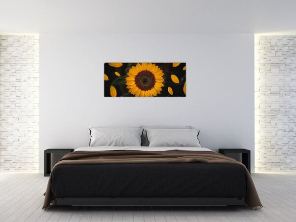 Slika - Suncokreti i latice cvijeta (120x50 cm)